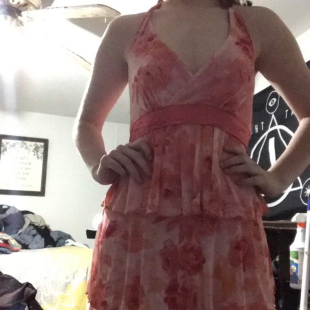 Pink Speechless tied ruffle dress